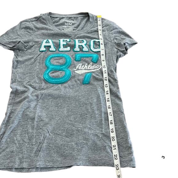 Aeropostale Gray Tee Shirt with Satin Appliqué Knit Top Y2K - Picture 7 of 8